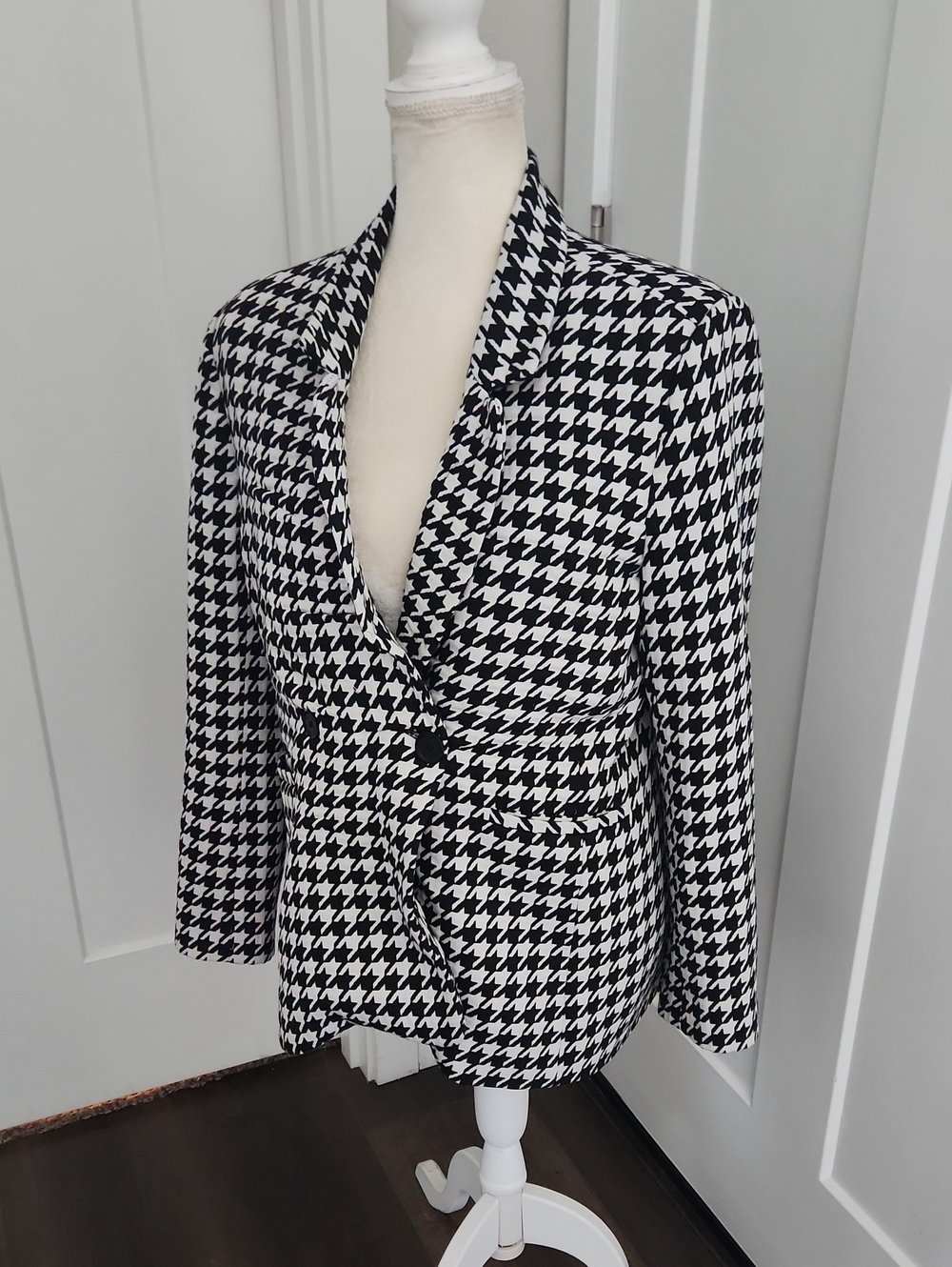 Anine Bing Black & White Houndstooth Blazer M